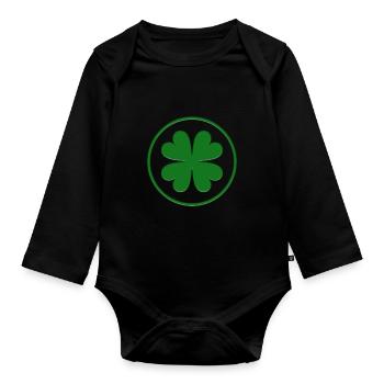 Shamrock or something - Organic Longsleeve Baby Bodysuit - black - Front