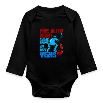 Hockey sur glace - Body Bébé bio manches longues - noir - Devant