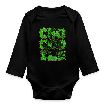 Crocodile Aligator predator reptile gift - Organic Longsleeve Baby Bodysuit - black - Front