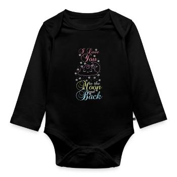 I love you to the moon and back again - Organic Longsleeve Baby Bodysuit - black - Front