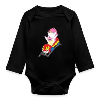 Montagnes russes Équitation Licorne Cadeau - Body Bébé bio manches longues - noir - Devant