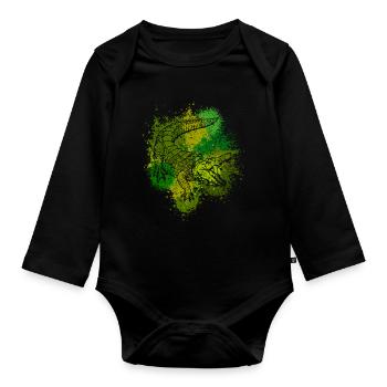 Crocodile Aligator predator reptile gift - Organic Longsleeve Baby Bodysuit - black - Front