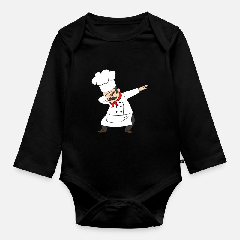 Koch, Küchenchef, Chefkoch, Pizzabäcker, Dab - Baby Bio-Langarm-Body - Schwarz