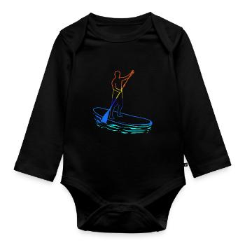 Stand Up Paddling SUP Paddle Paddle Paddle - Organic Longsleeve Baby Bodysuit - black - Front