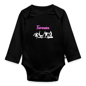 Turnen Sport Sprung Turner - Baby Bio-Langarm-Body - Schwarz - Vorne