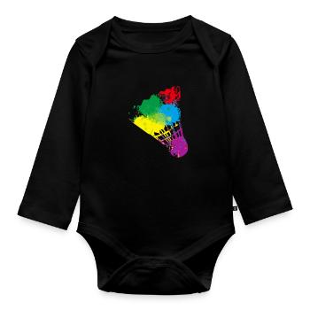 Badminton - Baby Bio-Langarm-Body - Schwarz - Vorne