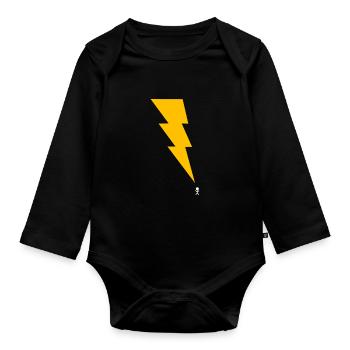 Thunderstorm - Lightning - Lightning - Stick Figure 2 - Organic Longsleeve Baby Bodysuit - black - Front