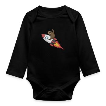 Faultier auf Rakete Lustiger Weltraum Astronaut - Baby Bio-Langarm-Body - Schwarz - Vorne