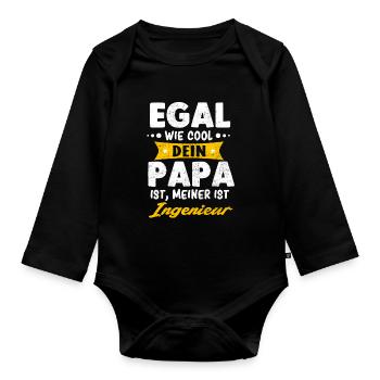 Papa Ingenieur lustiger Spruch Geschenk Idee - Baby Bio-Langarm-Body - Schwarz - Vorne