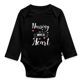 Infirmière Nurse doux rengaine - Body Bébé bio manches longues - noir - Devant