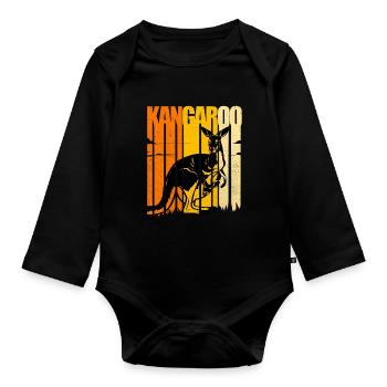 Kangaroo - Organic Longsleeve Baby Bodysuit - black - Front