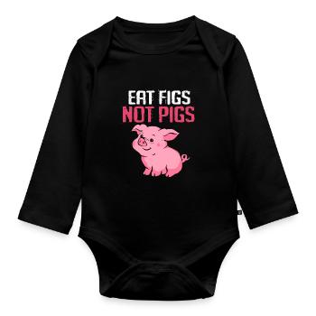 Schwein Sau Schweinchen Minischwein Ferkel Eber - Baby Bio-Langarm-Body - Schwarz - Vorne