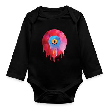 Schmelzende Vinylplatte T-Shirt Oldschool Musik Gr - Baby Bio-Langarm-Body - Schwarz - Vorne