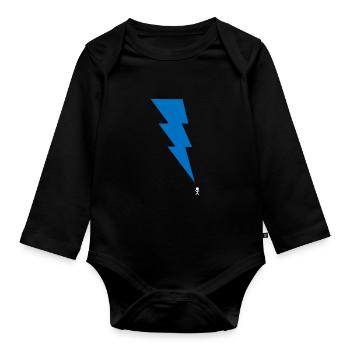 Gewitter - Blitz - Blitzschlag - Strichmännchen 9 - Baby Bio-Langarm-Body - Schwarz - Vorne