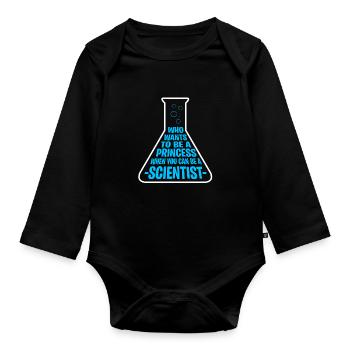 Princess scientist researcher gifts - Organic Longsleeve Baby Bodysuit - black - Front