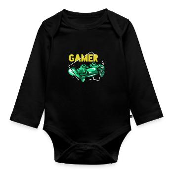 Gamer - Organic Longsleeve Baby Bodysuit - black - Front