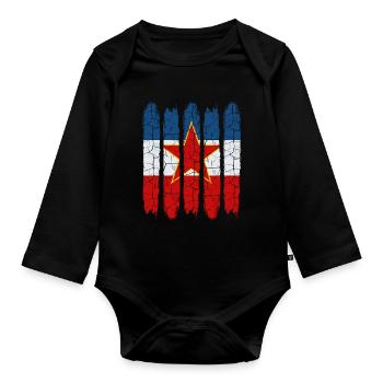 Trendy Jugoslawien Cool Nationalfarben Geschenk - Baby Bio-Langarm-Body - Schwarz - Vorne