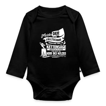 Wood Chainsaw Lumberjack - Organic Longsleeve Baby Bodysuit - black - Front