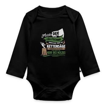 Wood Chainsaw Lumberjack - Organic Longsleeve Baby Bodysuit - black - Front