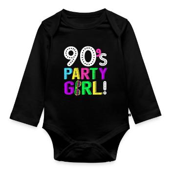 90er Jahre Musik Partygirl Disco Neon Geschenk - Baby Bio-Langarm-Body - Schwarz - Vorne