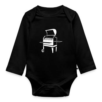 Grillen Grill Grillmeister BBQ Griller - Baby Bio-Langarm-Body - Schwarz - Vorne