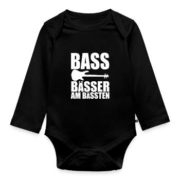 Bass Player Gift BASS BÄSSER AM BÄSSTEN bassist - Baby Bio-Langarm-Body - Schwarz - Vorne