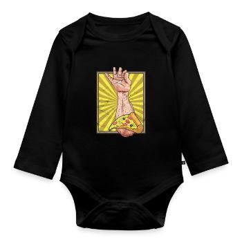 Salt Bae Pizza Meme Geschenk Tshirt - Baby Bio-Langarm-Body - Schwarz - Vorne