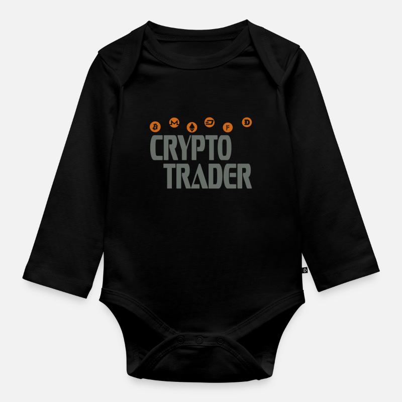 Crypto trader - Baby Bio-Langarm-Body - Schwarz