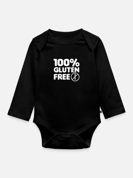 Zöliakie 100% Gluten-freies Geschenk - Baby Bio-Langarm-Body - Schwarz