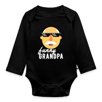 funny grandpa - Baby Bio-Langarm-Body - Schwarz - Vorne