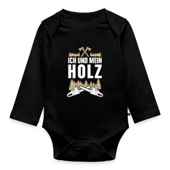 Ich und Mein Holz Holzfäller - Baby Bio-Langarm-Body - Schwarz - Vorne