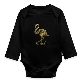 flamingo - Organic Longsleeve Baby Bodysuit - black - Front
