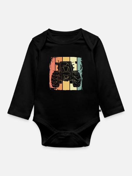Traktor - Baby Bio-Langarm-Body - Schwarz