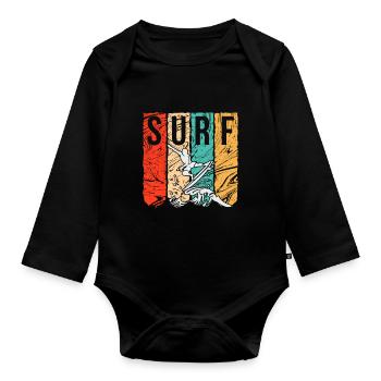 Surfen Surfer Surf Bunt - Baby Bio-Langarm-Body - Schwarz - Vorne