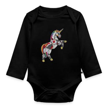Robot Unicorn Robot Unicorn Gift Birthday - Organic Longsleeve Baby Bodysuit - black - Front