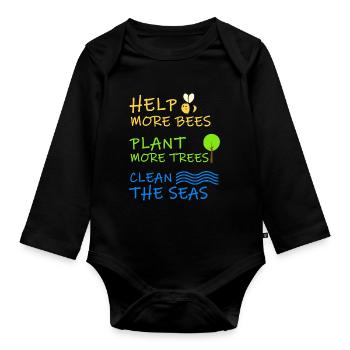 Chemise environnementale cadeau écologique - Body Bébé bio manches longues - noir - Devant