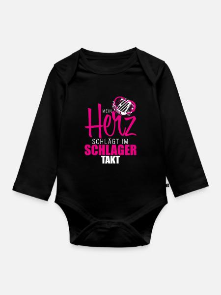 Mein Herz schlägt Schlager - Musik - Baby Bio-Langarm-Body - Schwarz
