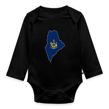 Carte du drapeau du Maine - Body Bébé bio manches longues - noir - Devant