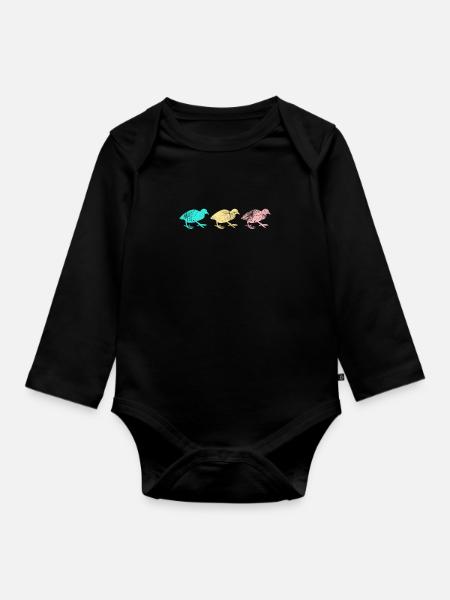 Süße Zwergwachtel Erdwachtel Wachtel Geschenk - Baby Bio-Langarm-Body - Schwarz