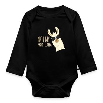 Prob-Llama Llama Lama Drôle de Dessin animé - Body Bébé bio manches longues - noir - Devant