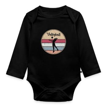 Vintage Volleyballer Volleyball - Baby Bio-Langarm-Body - Schwarz - Vorne