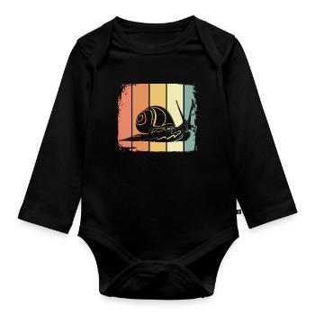 Snail - Organic Longsleeve Baby Bodysuit - black - Front