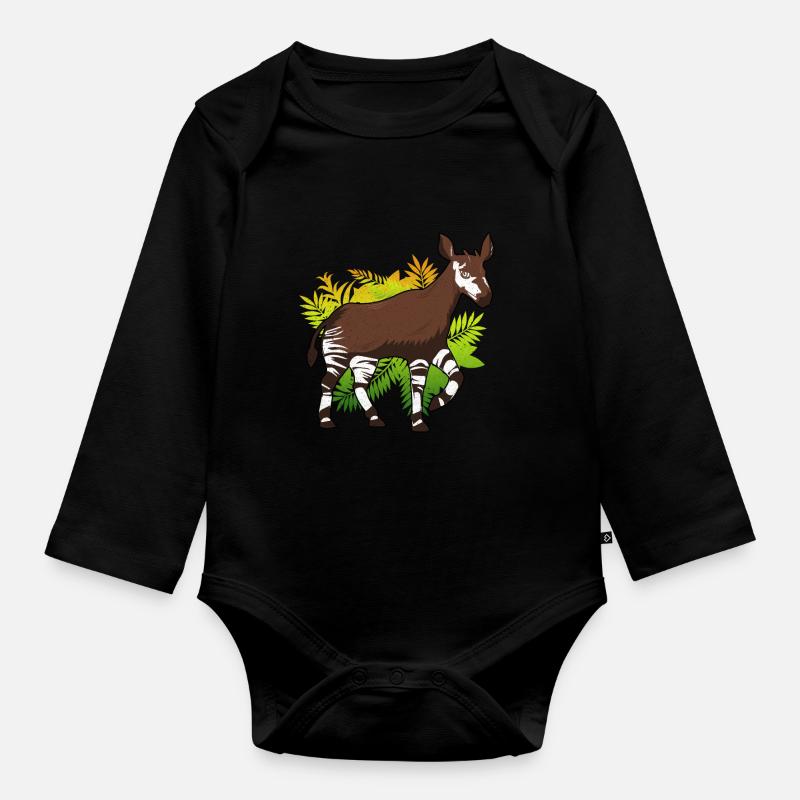 Okapi - Organic Longsleeve Baby Bodysuit - black