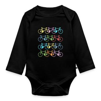 Fahrrad Rennrad Mountainbike Radsport Geschenk - Baby Bio-Langarm-Body - Schwarz - Vorne