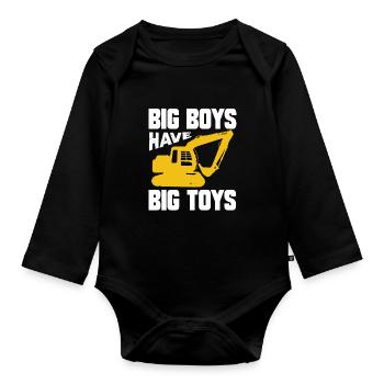 Baggerfahrer Bagger Baggern Baustelle Beruf - Baby Bio-Langarm-Body - Schwarz - Vorne