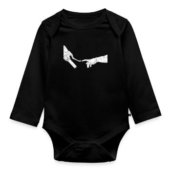 Motorcycle rider Biker Bike Finger Hand Gift - Organic Longsleeve Baby Bodysuit - black - Front
