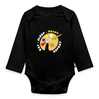 To paint - Organic Longsleeve Baby Bodysuit - black - Front