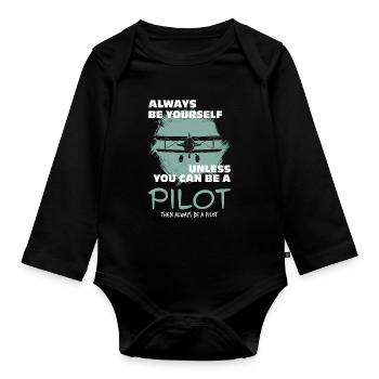 Pilot - Baby Bio-Langarm-Body - Schwarz - Vorne