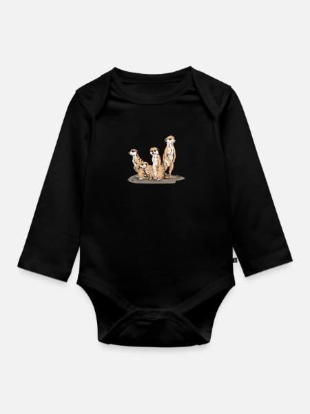Erdmännchen - Baby Bio-Langarm-Body - Schwarz