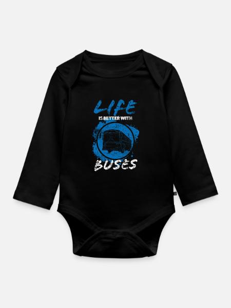 Busfahrer Bus - Baby Bio-Langarm-Body - Schwarz